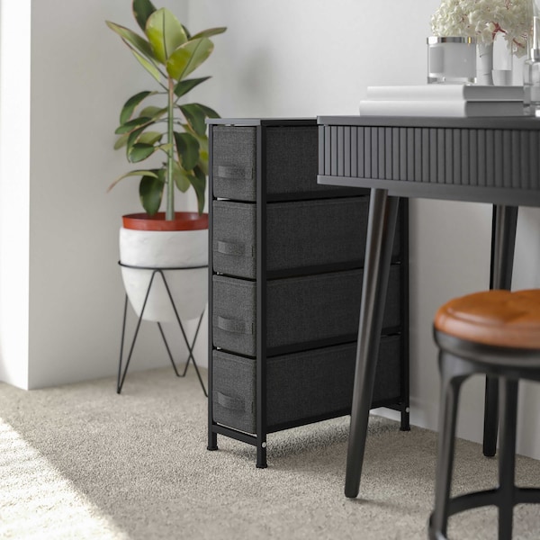 Flash Furniture Black/Gray 4 Drawer Slim Dresser Organizer WX-5L203-BK-GR-GG - main